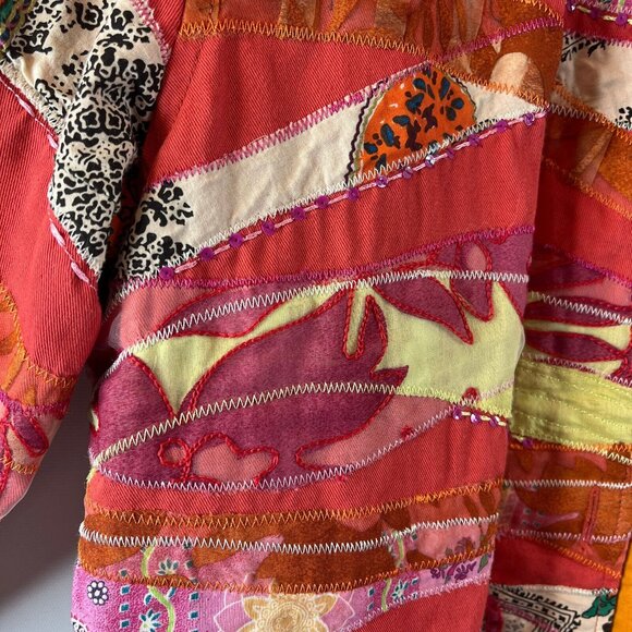 Coldwater Creek Womens Blazer Jacket Size Large Multicolored Button Up Patchwork - Picture 6 of 10